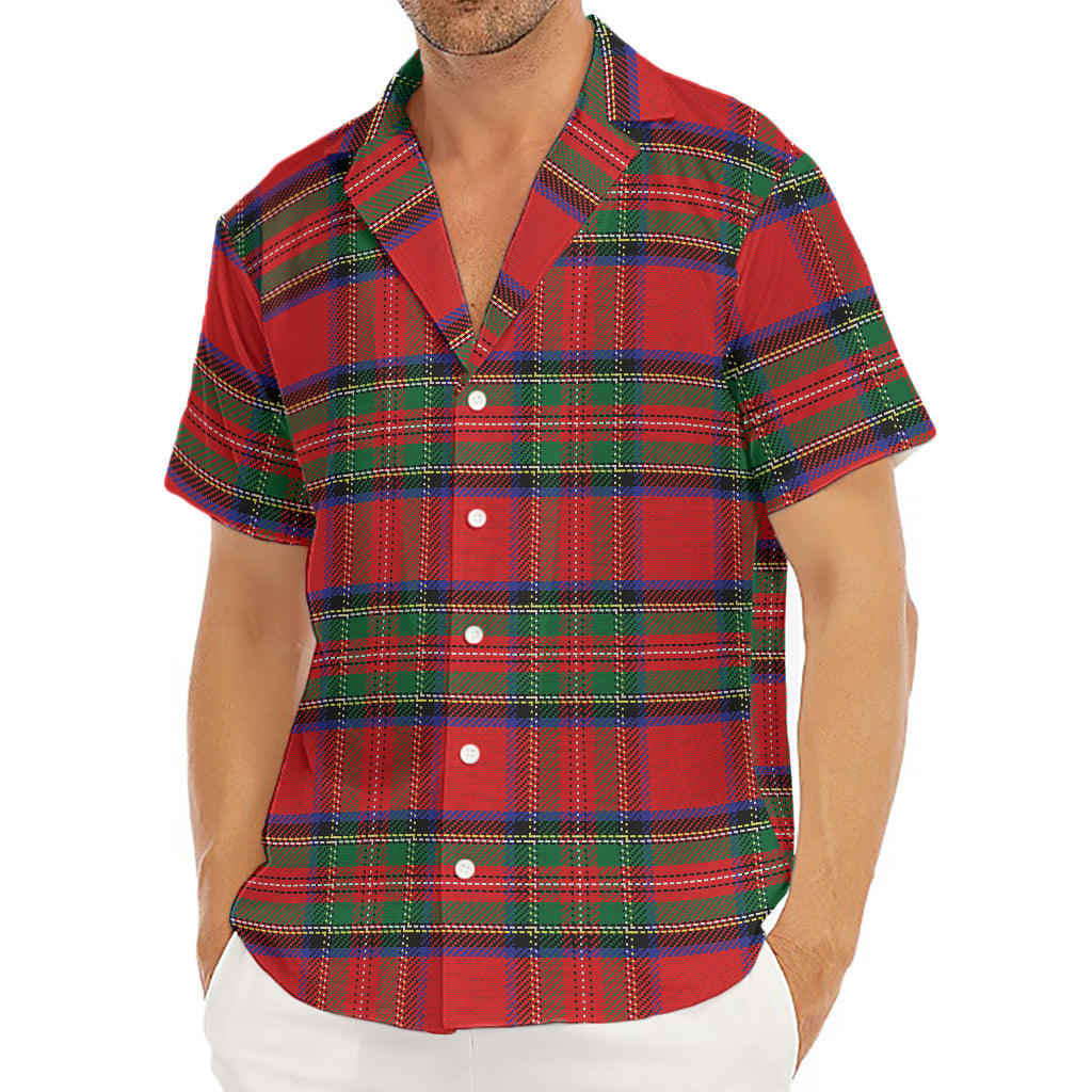 Royal Stewart Tartan Pattern Print Men's Deep V-Neck Shirt