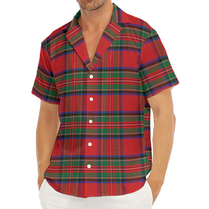 Royal Stewart Tartan Pattern Print Men's Deep V-Neck Shirt