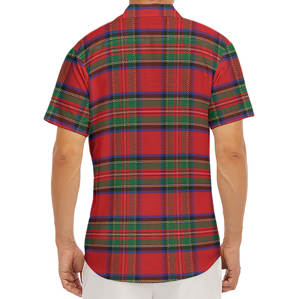 Royal Stewart Tartan Pattern Print Men's Deep V-Neck Shirt