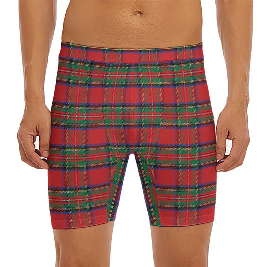 Royal Stewart Tartan Pattern Print Men's Long Boxer Briefs