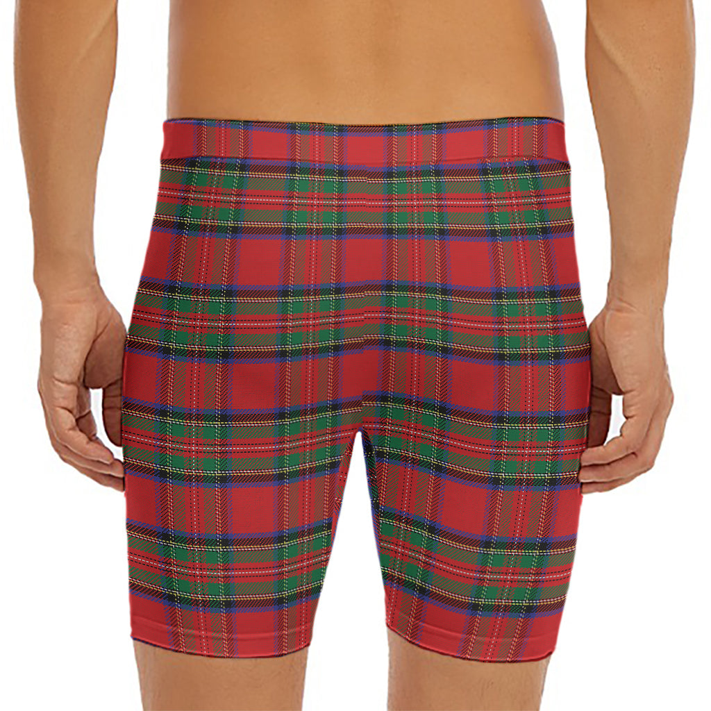 Royal Stewart Tartan Pattern Print Men's Long Boxer Briefs