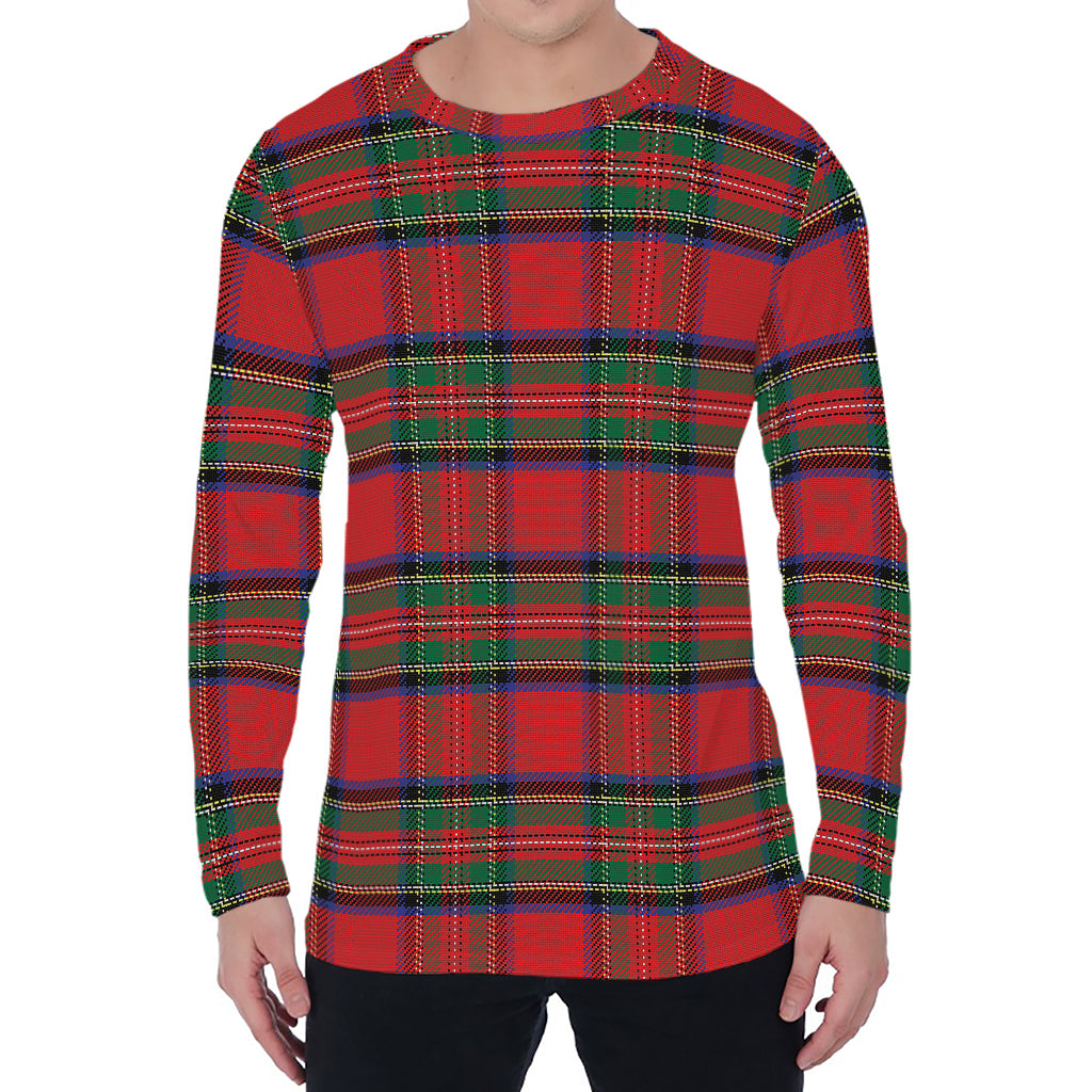 Royal Stewart Tartan Pattern Print Men's Long Sleeve T-Shirt
