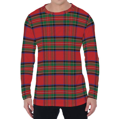 Royal Stewart Tartan Pattern Print Men's Long Sleeve T-Shirt