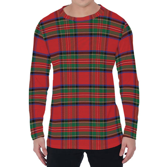 Royal Stewart Tartan Pattern Print Men's Long Sleeve T-Shirt