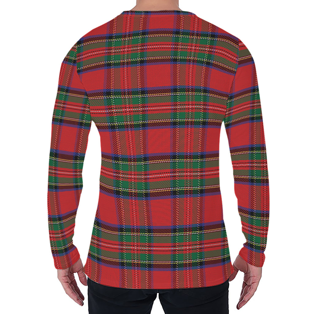 Royal Stewart Tartan Pattern Print Men's Long Sleeve T-Shirt