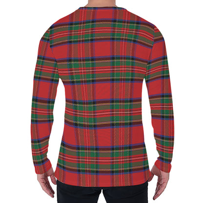 Royal Stewart Tartan Pattern Print Men's Long Sleeve T-Shirt