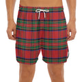 Royal Stewart Tartan Pattern Print Men's Split Running Shorts