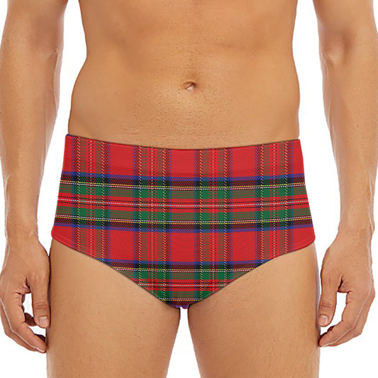 Royal Stewart Tartan Pattern Print Men's Triangle Swim Briefs