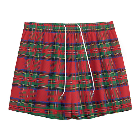Royal Stewart Tartan Pattern Print Mesh Shorts