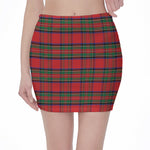 Royal Stewart Tartan Pattern Print Pencil Mini Skirt