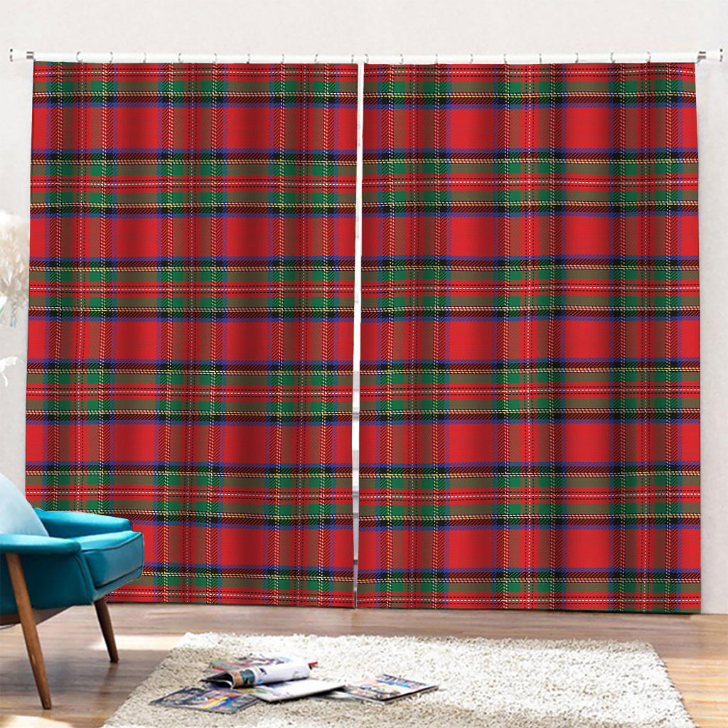 Royal Stewart Tartan Pattern Print Pencil Pleat Curtains