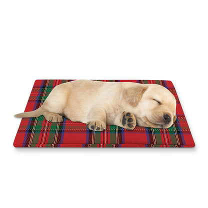 Royal Stewart Tartan Pattern Print Pet Cooling Mat Cover