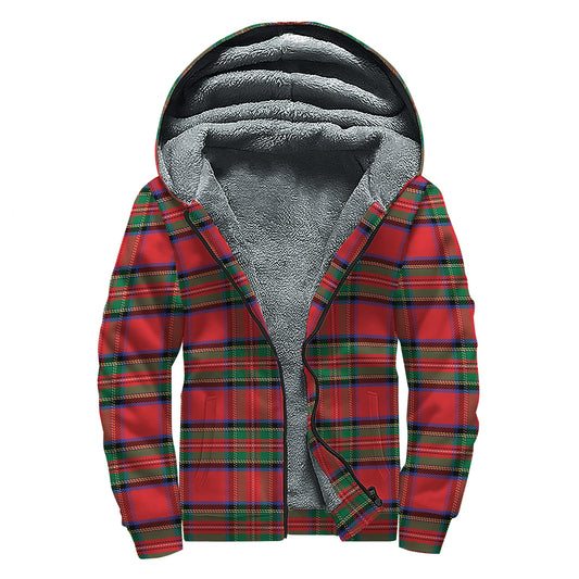 Royal Stewart Tartan Pattern Print Sherpa Lined Zip Up Hoodie