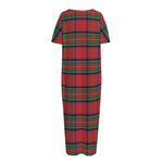 Royal Stewart Tartan Pattern Print Short Sleeve Long Nightdress