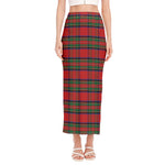 Royal Stewart Tartan Pattern Print Side Slit Maxi Skirt