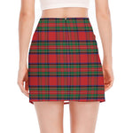 Royal Stewart Tartan Pattern Print Side Slit Mini Skirt