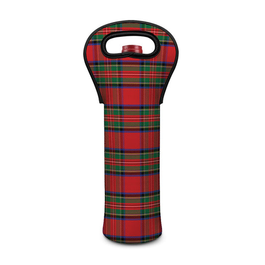 Royal Stewart Tartan Pattern Print Single Neoprene Wine Tote