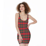 Royal Stewart Tartan Pattern Print Sleeveless Bodycon Dress