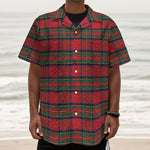 Royal Stewart Tartan Pattern Print Textured Short Sleeve Shirt