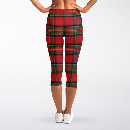 Royal Stewart Tartan Pattern Print Women's Capri Leggings