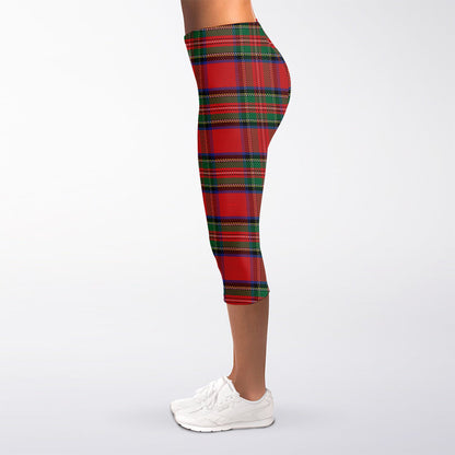 Royal Stewart Tartan Pattern Print Women's Capri Leggings