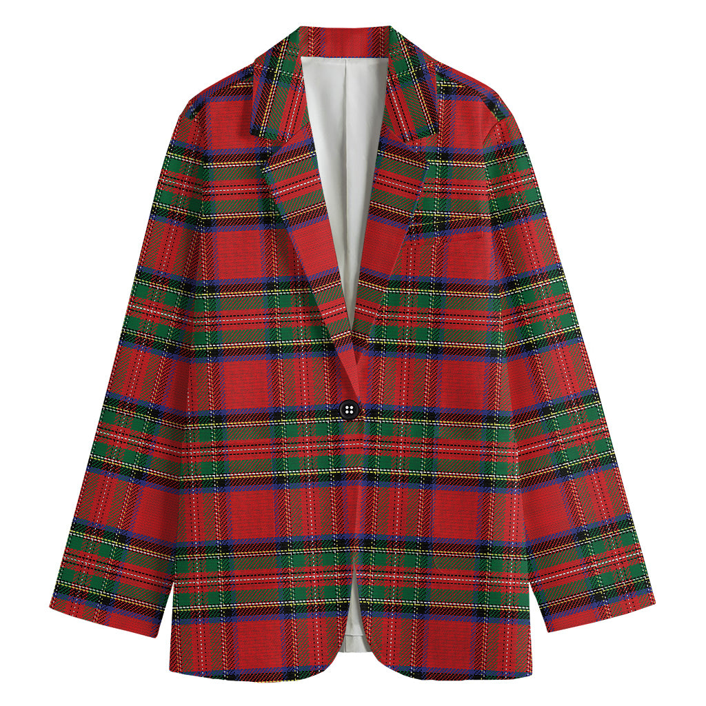 Royal Stewart Tartan Pattern Print Women's Cotton Blazer