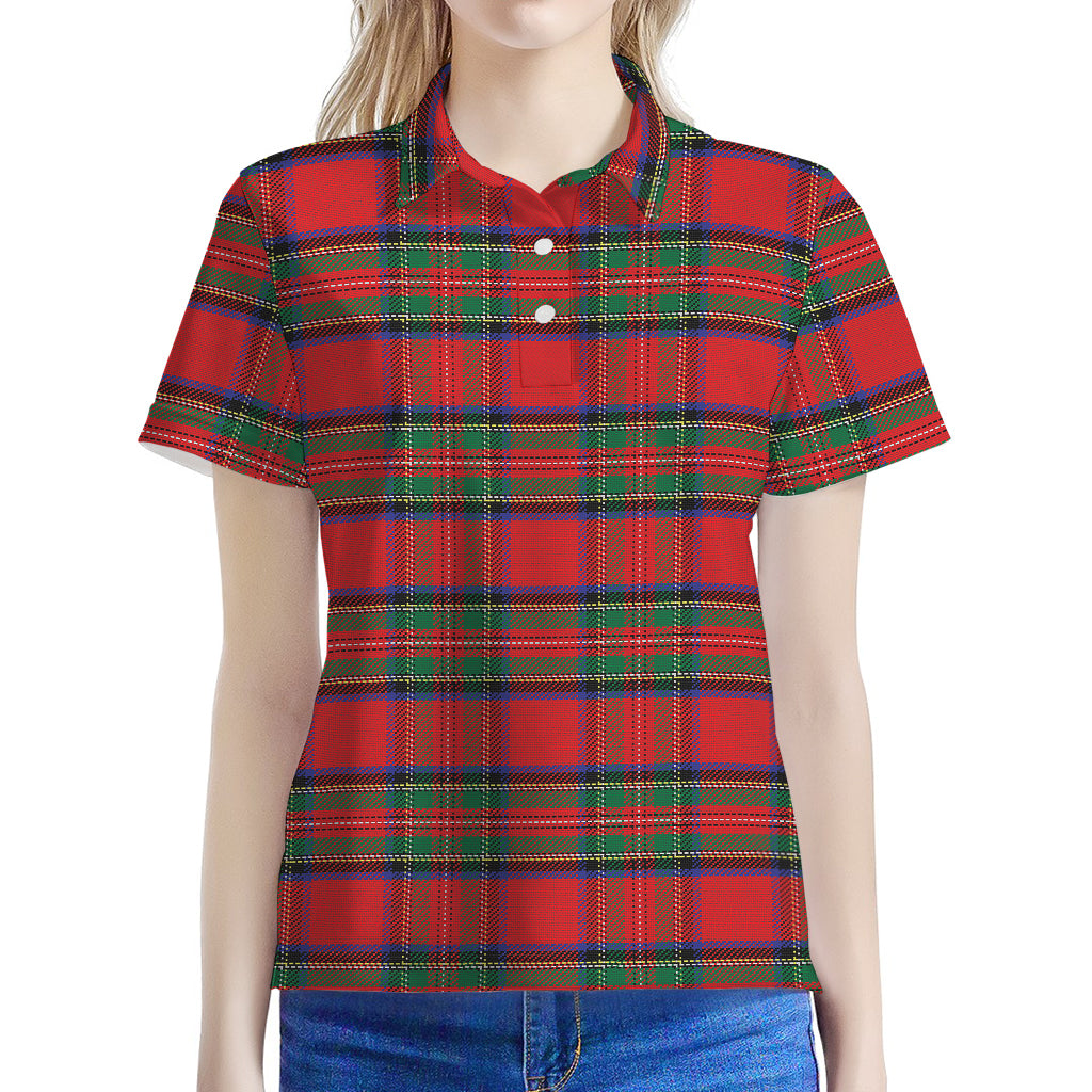 Royal Stewart Tartan Pattern Print Women's Polo Shirt