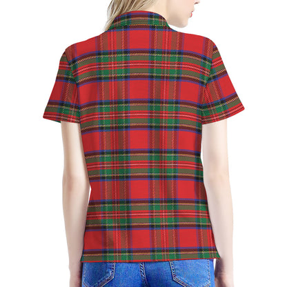 Royal Stewart Tartan Pattern Print Women's Polo Shirt