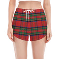 Royal Stewart Tartan Pattern Print Women's Split Running Shorts