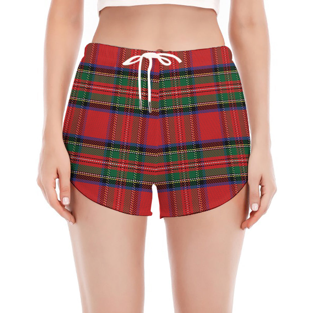 Royal Stewart Tartan Pattern Print Women's Split Running Shorts