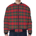 Royal Stewart Tartan Pattern Print Zip Sleeve Bomber Jacket