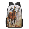 Running Horses Painting Print 17 Inch Backpack