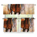 Running Horses Painting Print 3 Piece Kitchen Curtains