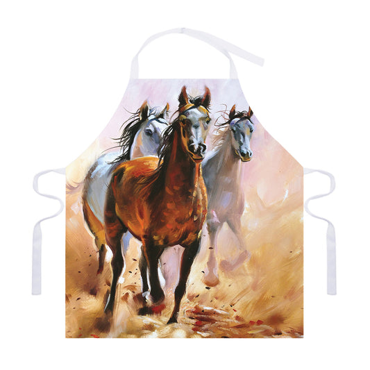Running Horses Painting Print Adjustable Apron