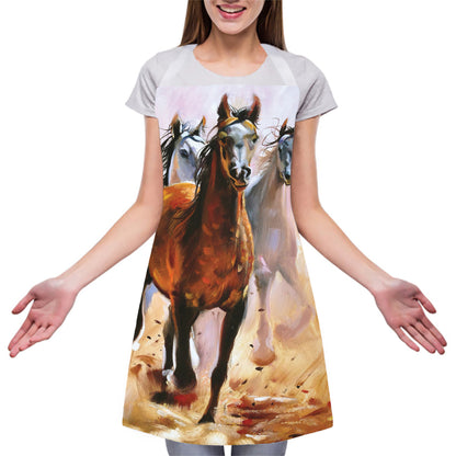 Running Horses Painting Print Adjustable Apron