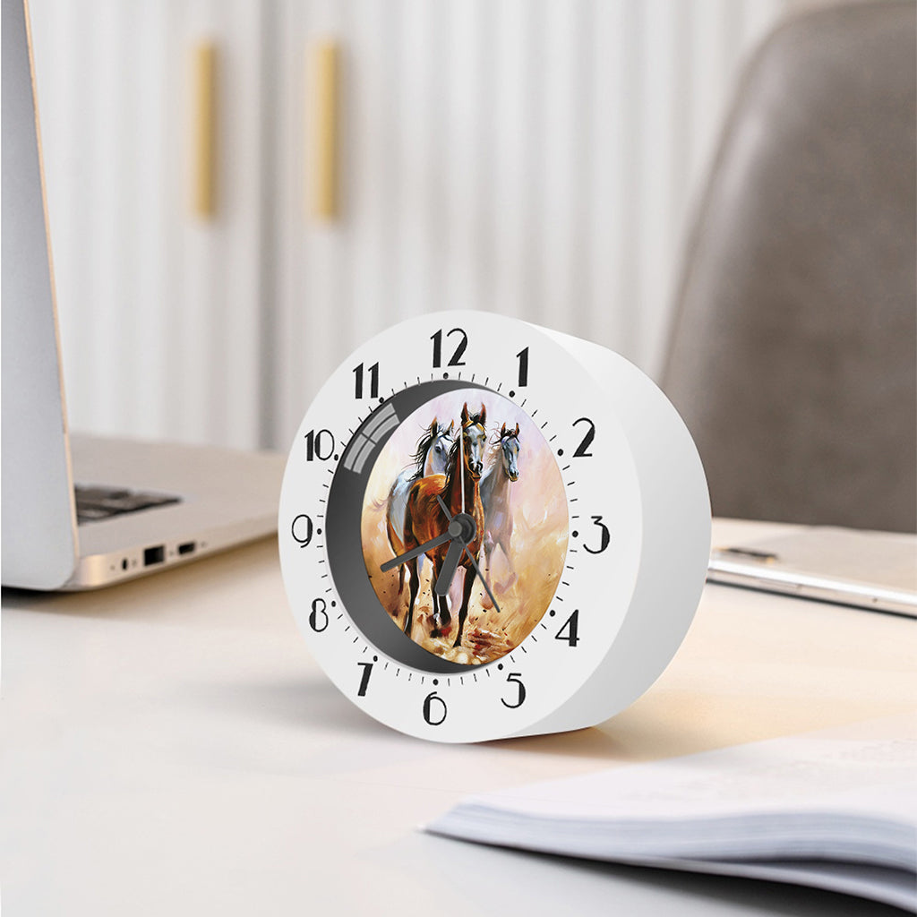 Running Horses Painting Print Alarm Clock