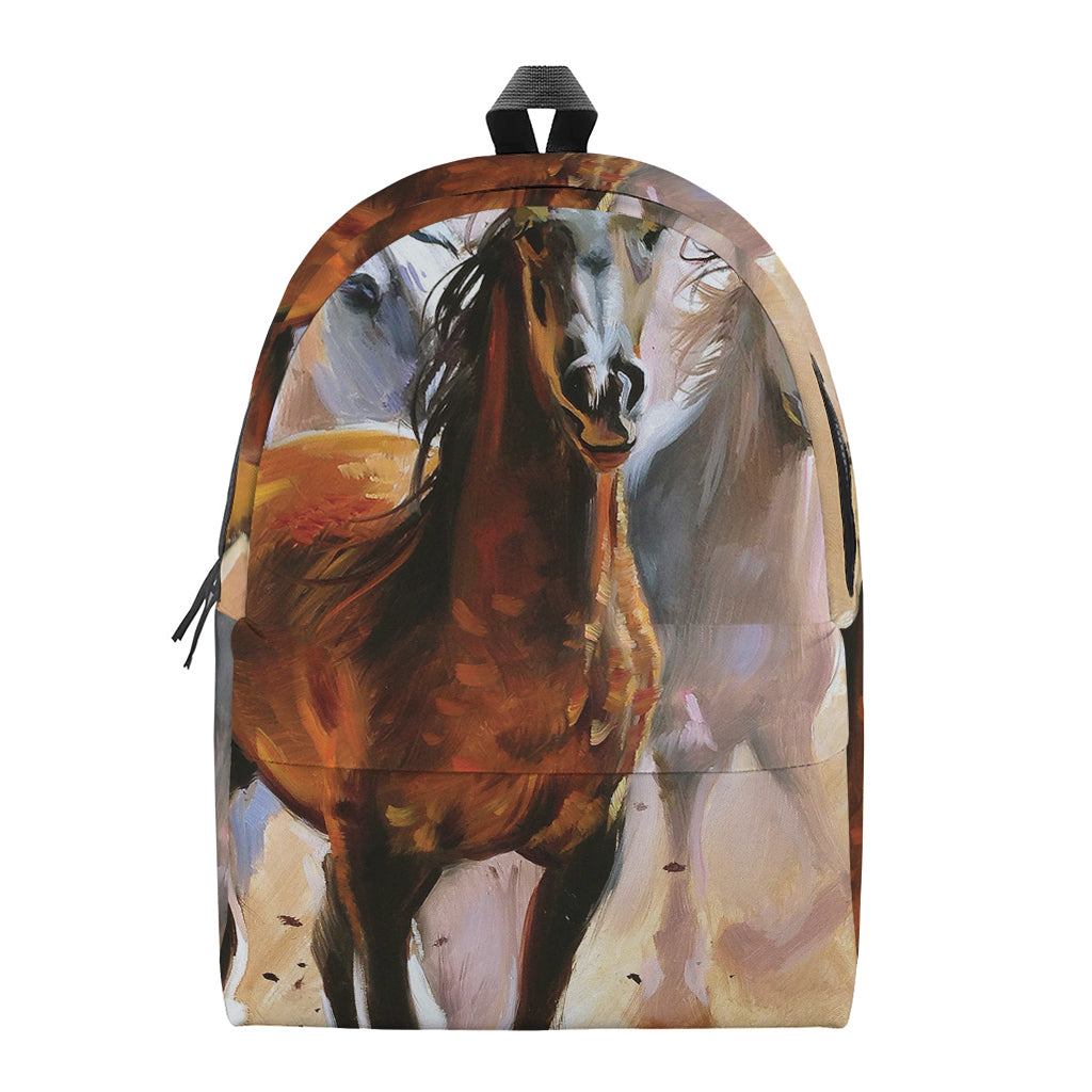 Running Horses Painting Print Backpack