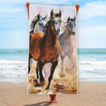 Running Horses Painting Print Beach Towel