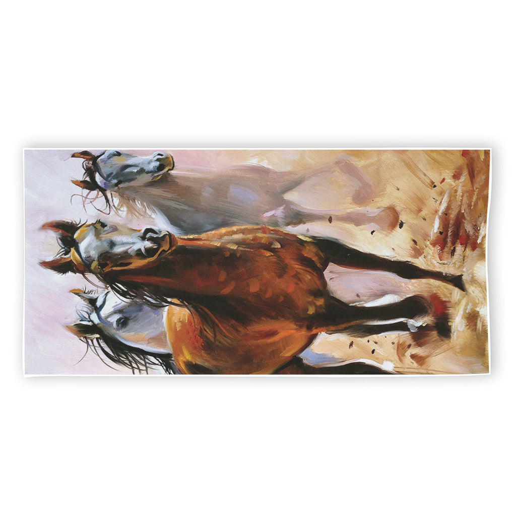 Running Horses Painting Print Beach Towel