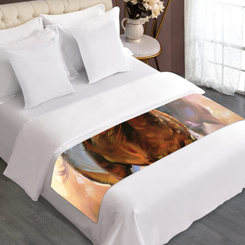 Running Horses Painting Print Bed Runner