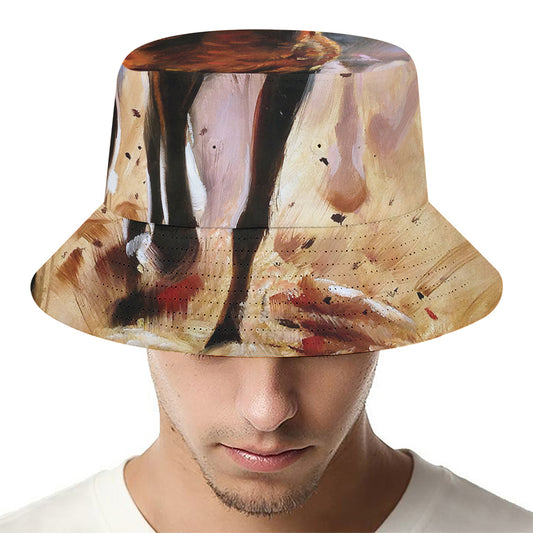 Running Horses Painting Print Bucket Hat