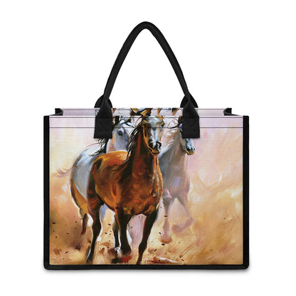 Running Horses Painting Print Canvas Tote Bag