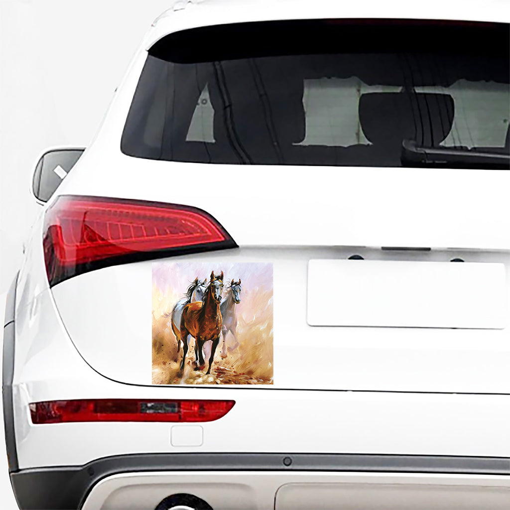 Running Horses Painting Print Car Sticker