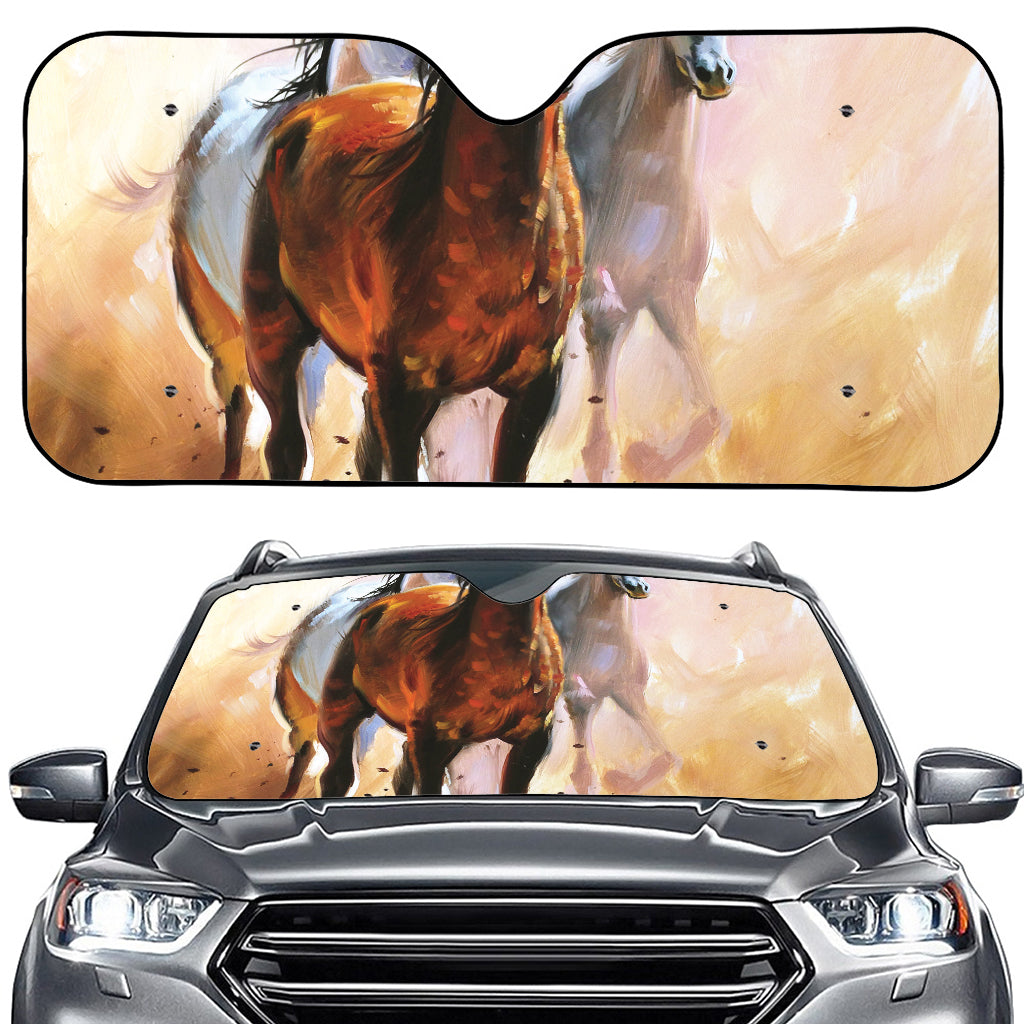 Running Horses Painting Print Car Windshield Sun Shade