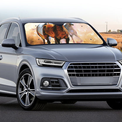 Running Horses Painting Print Car Windshield Sun Shade