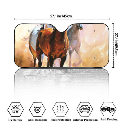 Running Horses Painting Print Car Windshield Sun Shade