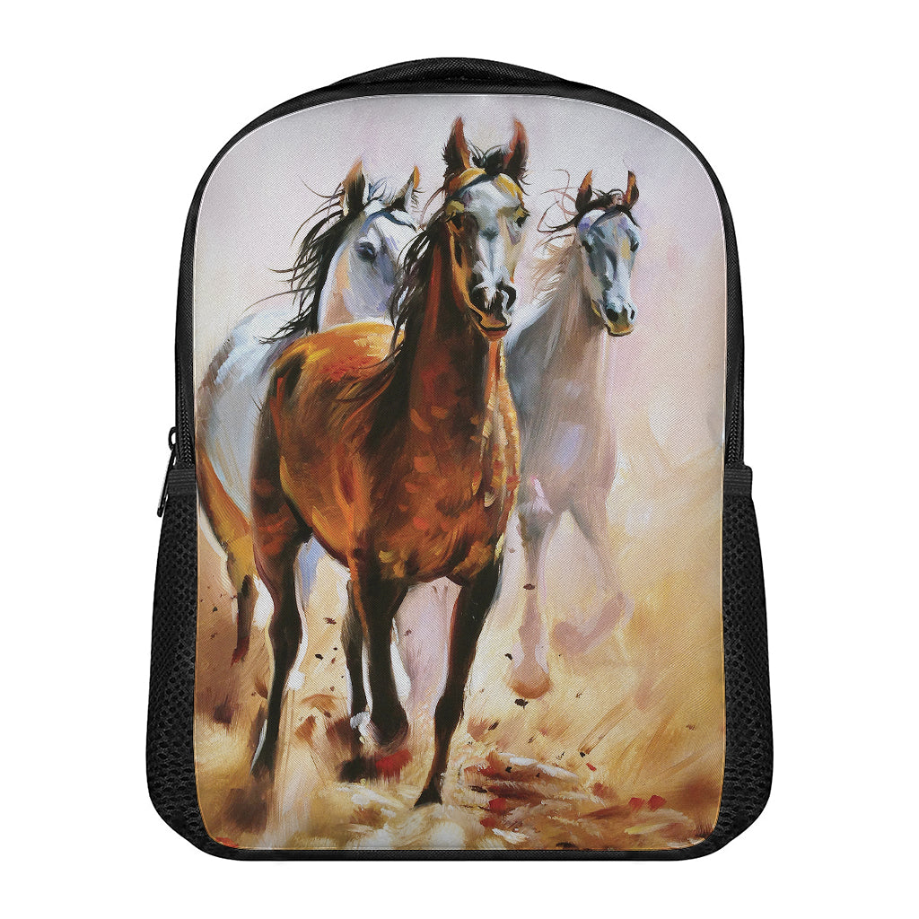 Running Horses Painting Print Casual Backpack