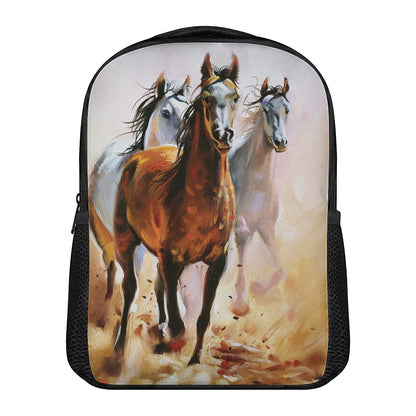Running Horses Painting Print Casual Backpack