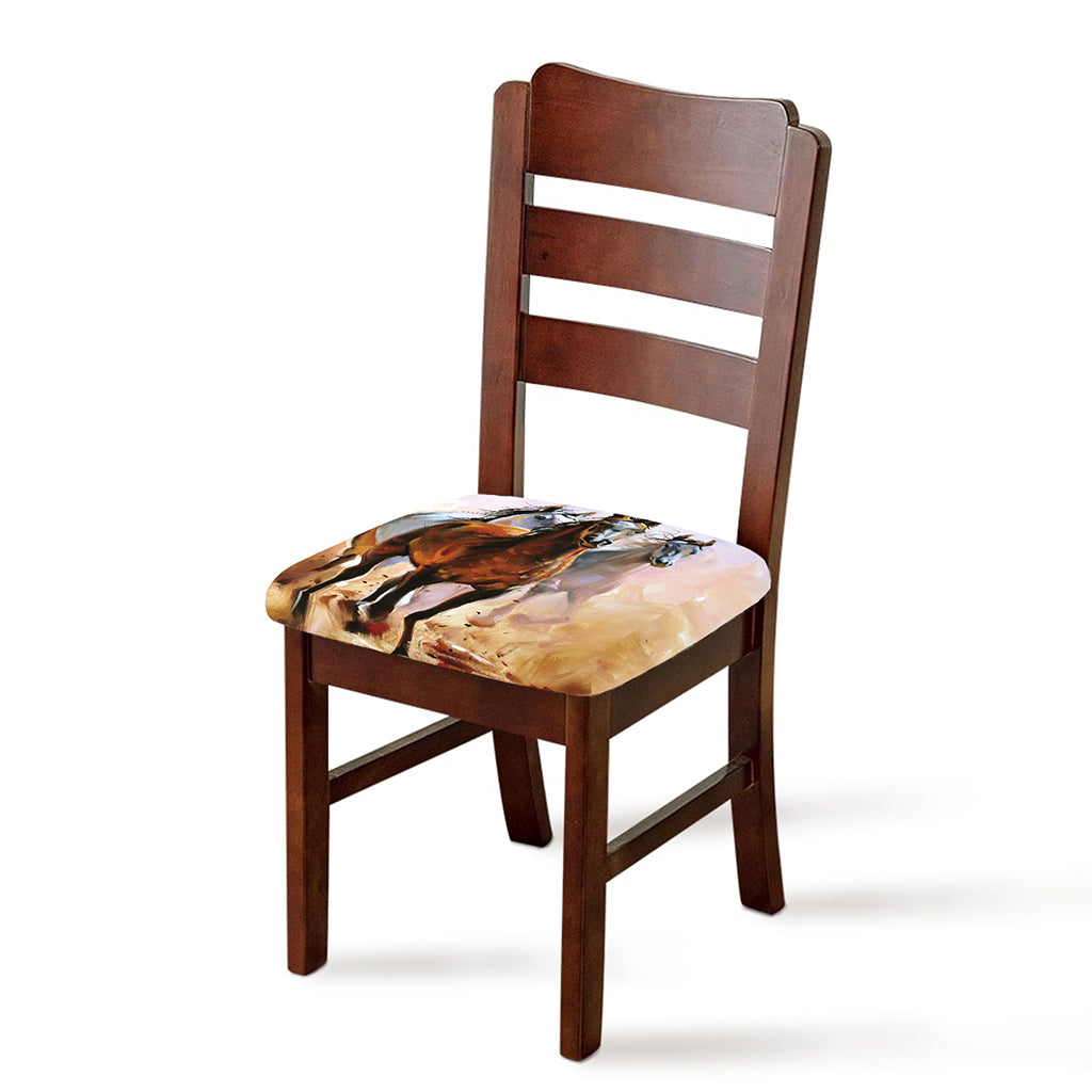 Running Horses Painting Print Chair Cushion Cover
