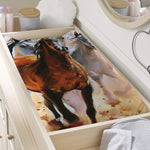 Running Horses Painting Print Changing Pad Cover